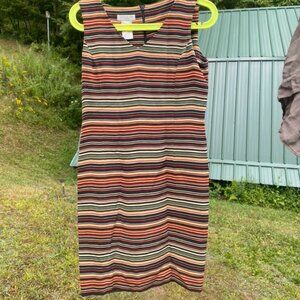 Jones New York dress 100% silk multi color stripes